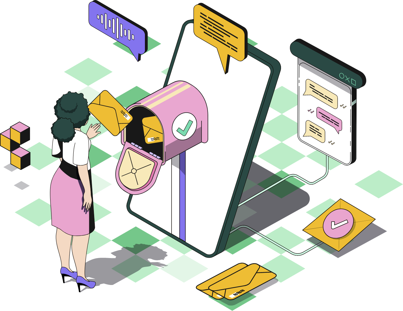 Woman sending message illustration